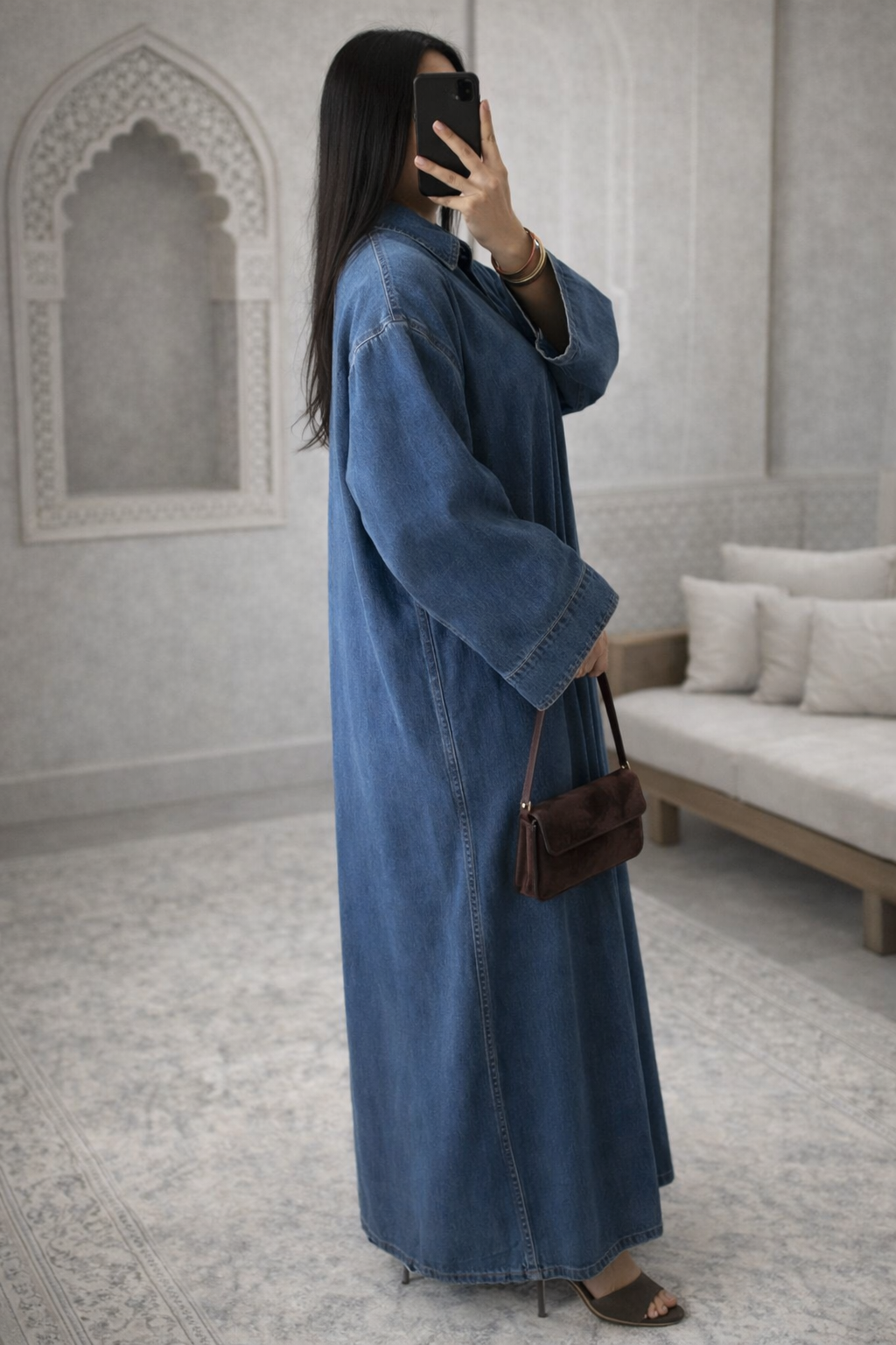 Yara Denim Abaya – Dark Blue