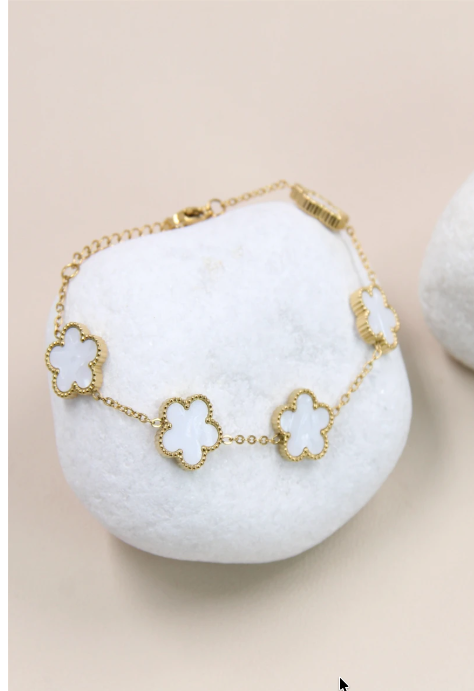 Clover Pearl Bracelet – Gold